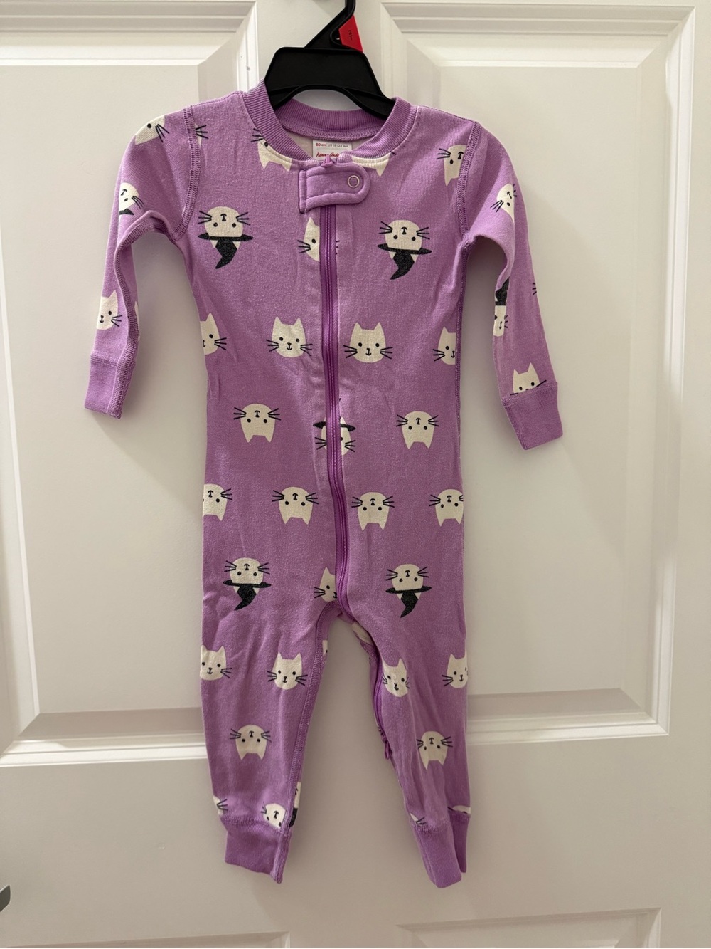 Hanna Anderson Halloween Lavender Cat Print Zippy Pajamas -18-24m